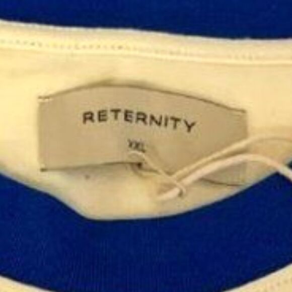 NWT RETERNITY Men’s XXL Oversized Streetwear Tee Cream and Blue Made in Europe - Picture 7 of 9